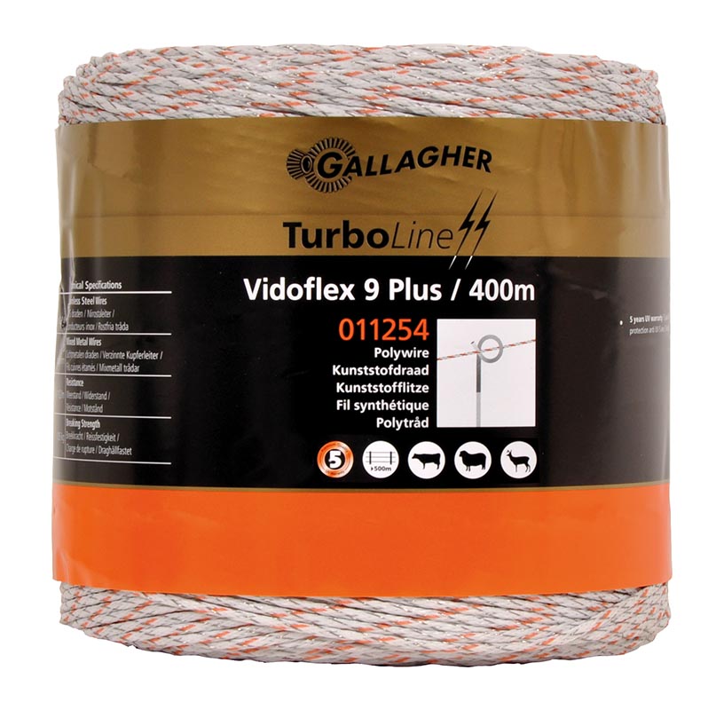 Weidezaunlitze Vidoflex 9 TurboLine Plus, w/o - 400 m