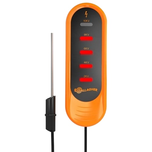 Orangener Zaunpruefer mit 5 roten LED´s