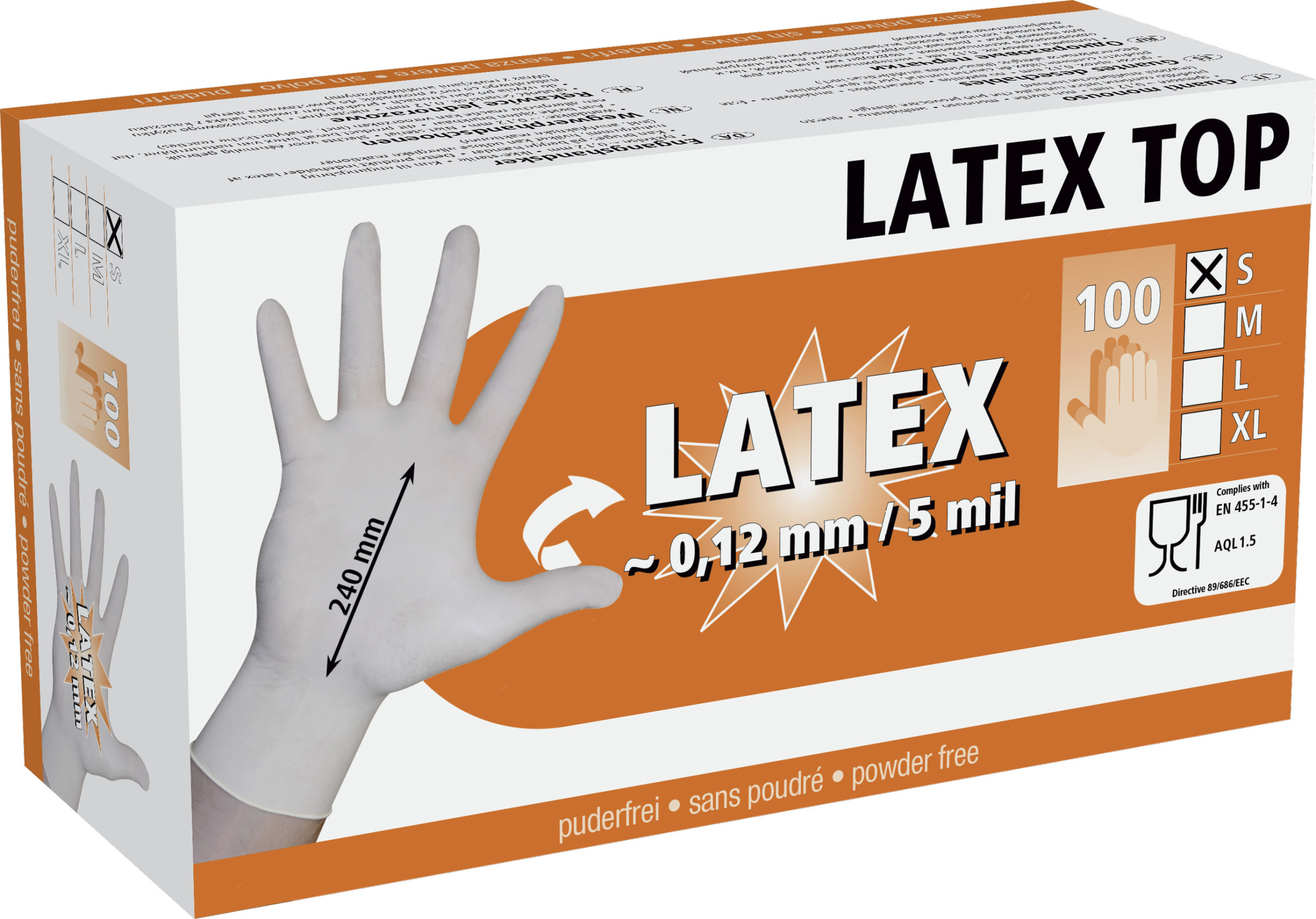 Latex Einmalhandschuhe "Latex Top" Packung
