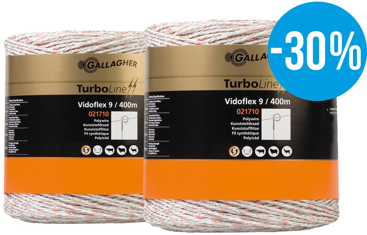 Weidezaunlitze Vidoflex 9, weiß/oran. - 800 m