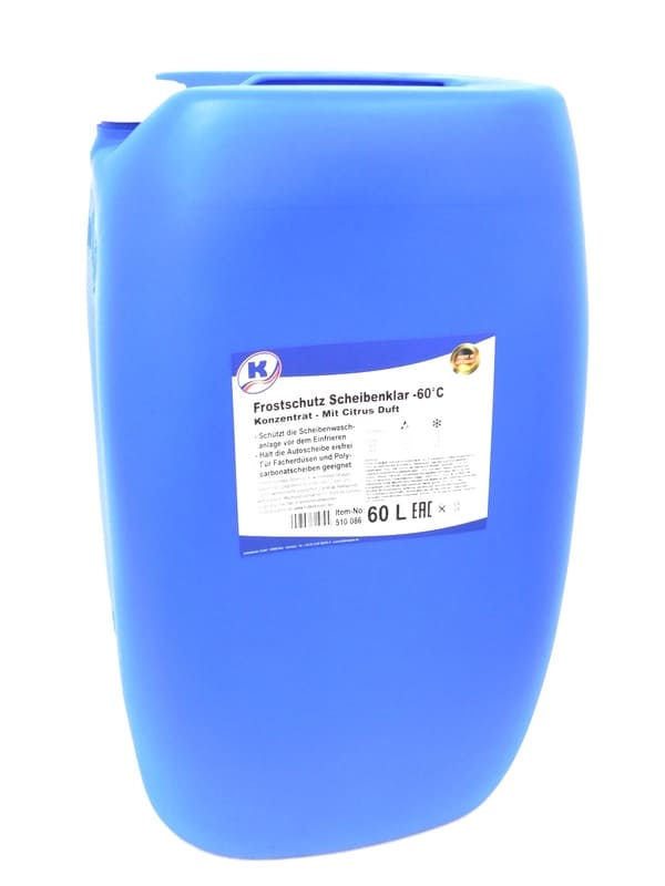 Blaues 60 Liter Fass mit Frostschutz Scheibenklar -60°