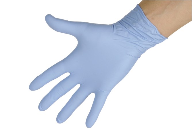 Nitril Einmalhandschuhe "Nitrile Top Pro" Beispiel an der Hand