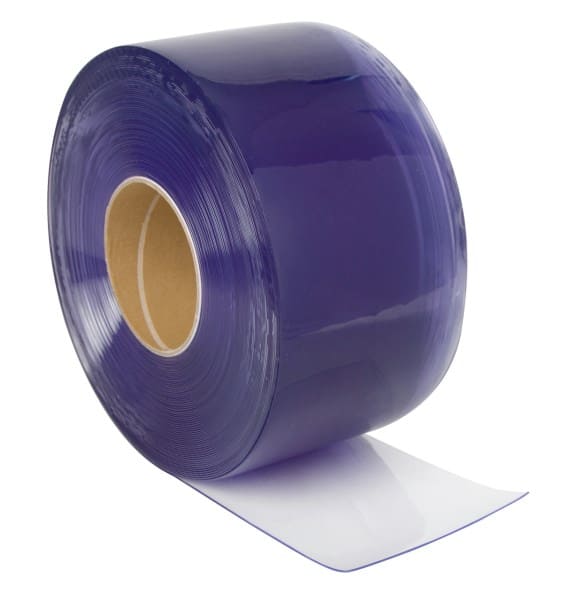Blaue Rolle mit PVC-Streifenvorhang