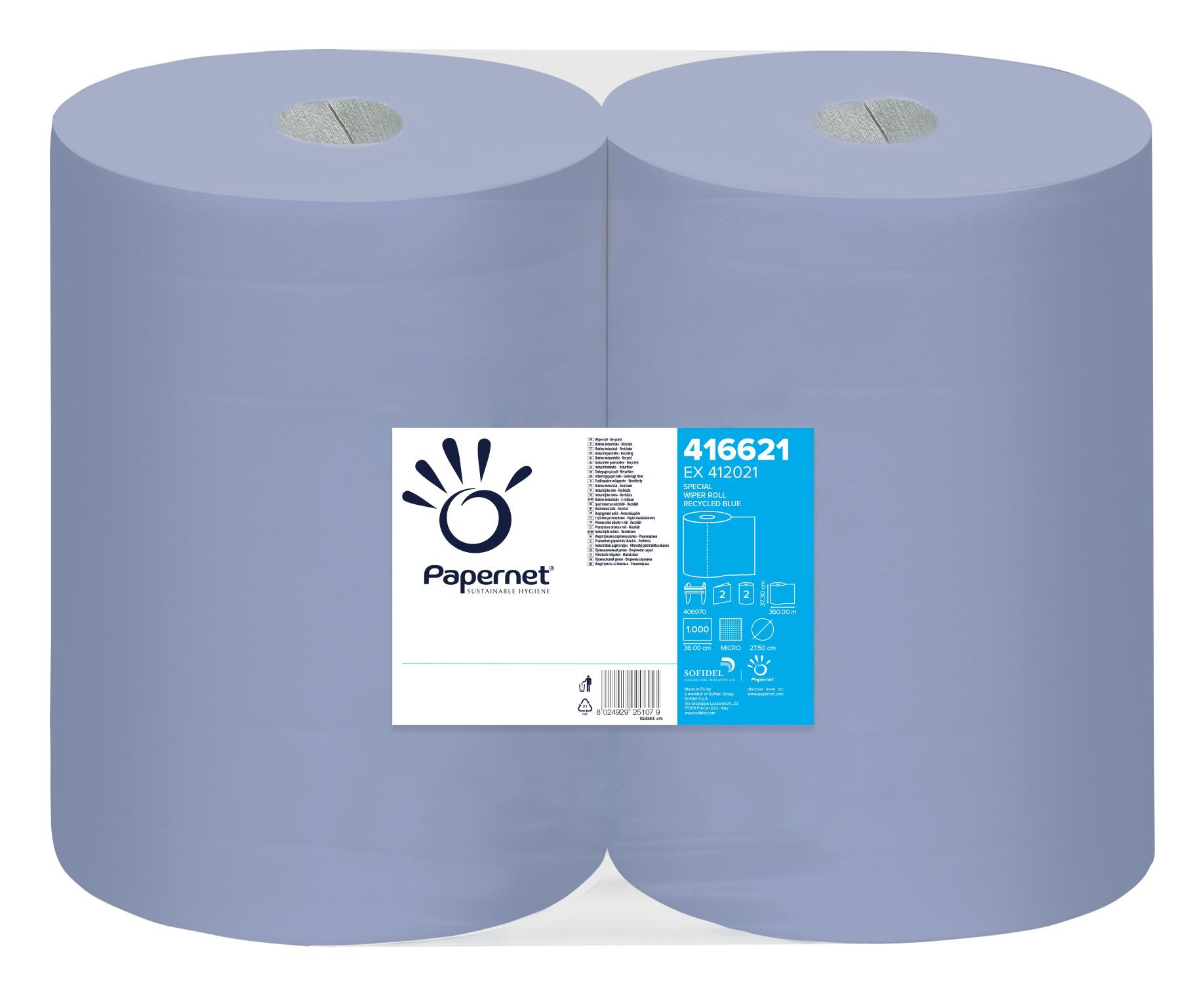 blaues Putzpapier raufasig, 2 Rollen pro VE