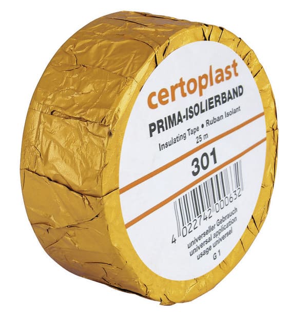 Klauenverband aufgerollt und verpackt in goldener Folie