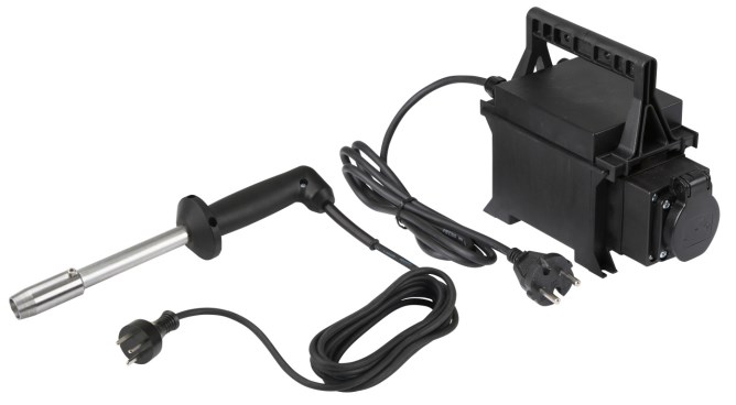 Enthorner mit Edelstahl-Brennspitze, 24 Volt Schutztrafo und 4 Meter Kabel