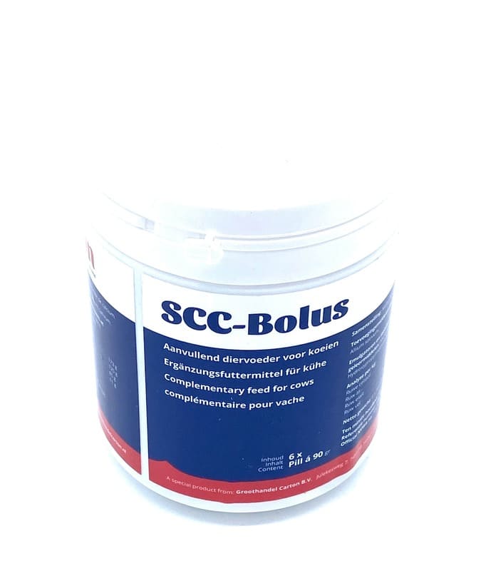 Blau-weisser Eimer mit SCC Bolus