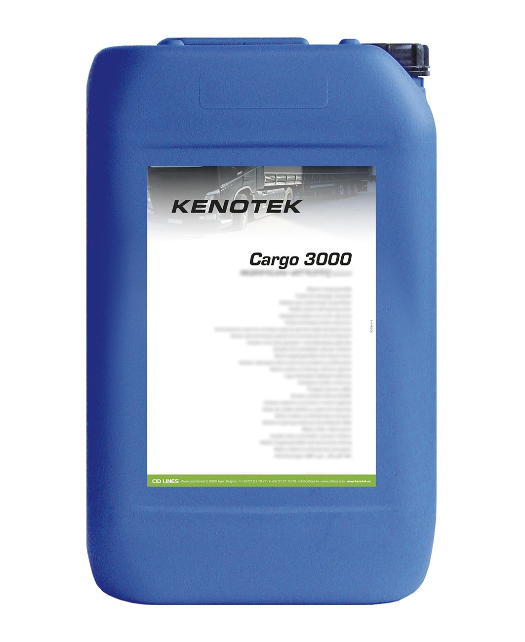 Blauer Kanister mit Kenotek Fahrzeugreiniger Cargo 3000