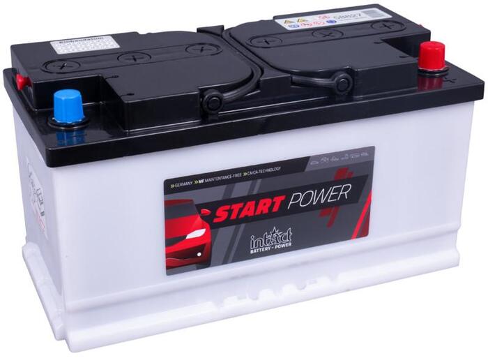 Start Power 12V 90Ah Batterie mit weißem Gehäuse und schwarzem Deckel
