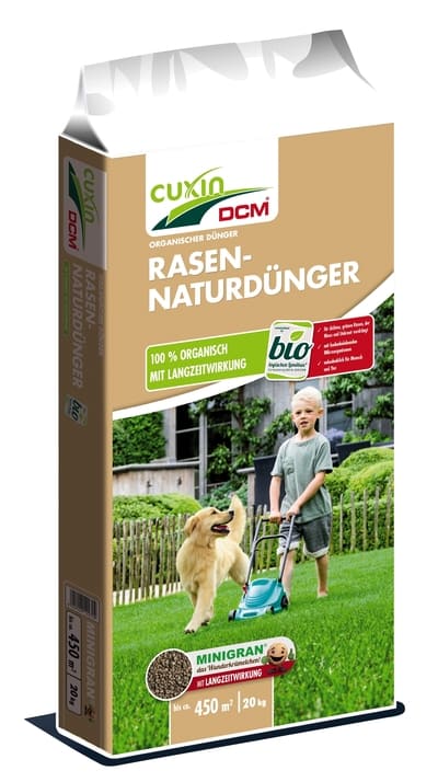 Beiger 20 Kilo Sack mit Rasen-Naturdünger von Cuxin