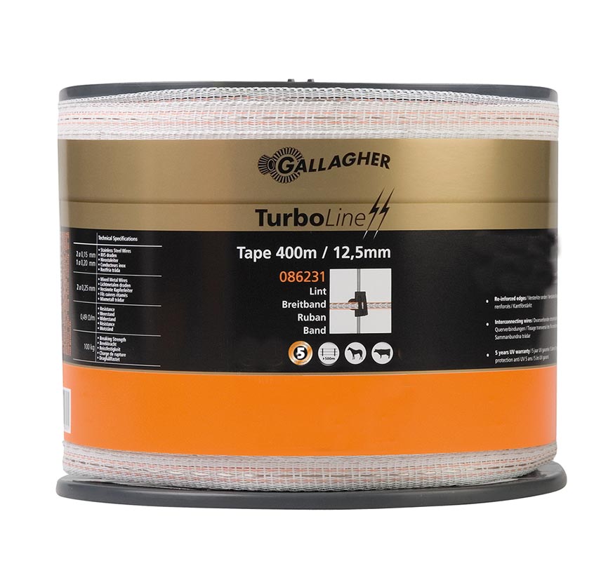 Gallagher_Weidezaunband_400m_Turbo_Line_086231_weiß_Gebr. Honnens GmbH