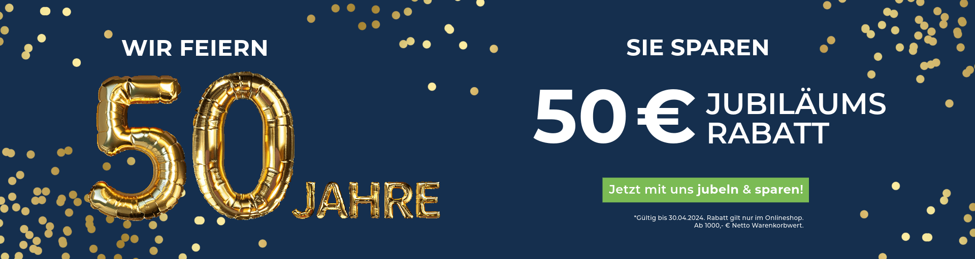 Honnens feiert 50 Jahre Jubilaeum mit 50 € Jubilaeumsrabatt im Onlineshop