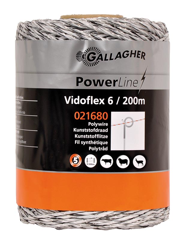 Weidezaunlitze Vidoflex 6 PowerLine, w/schw - 200 m