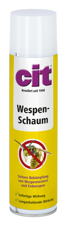 Gelbe Sprühdose Wespenschaum mit weißem Deckel