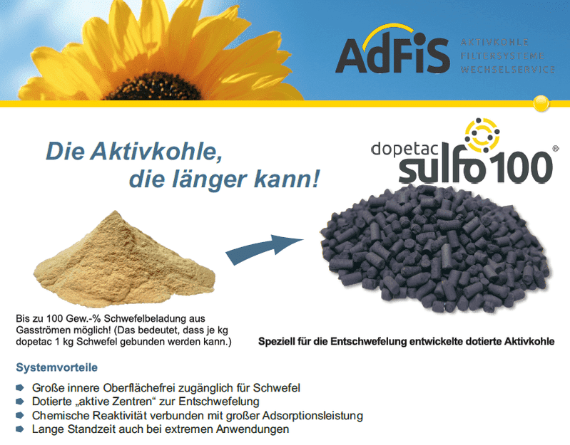 AdFis dopetac sulfo 100 - Formaktivkohle, dotierte Holzkohle