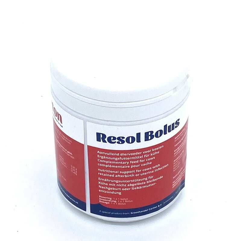 Weisse Dose mit rotem Etikett mit Resol Bolus