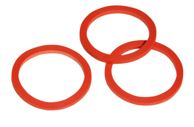 Drei rote Kerbl Dichtungsringe
