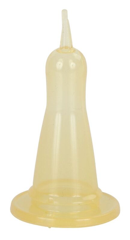 Beige-gelber Ersatzsauger für die Lämmerflasche Anti-Vac