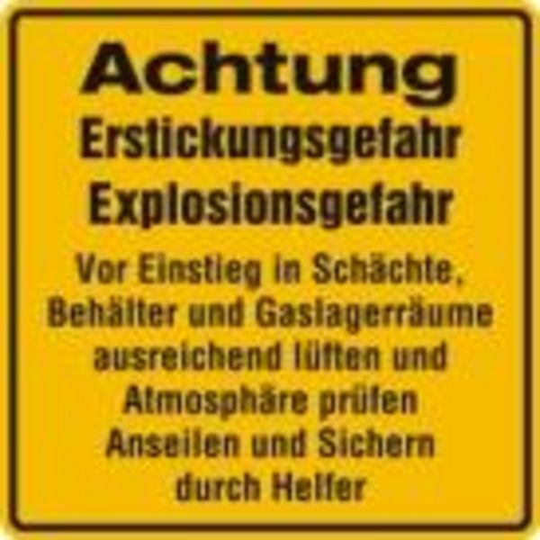 Warnschild "Einstieg in Schächte"